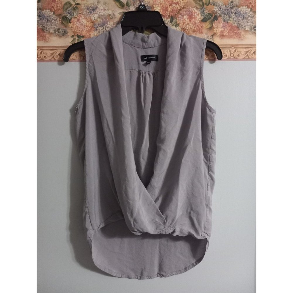 Spense Small Grey Flowy Wrap Hi/Lo Casual Going Out Lightweight Top